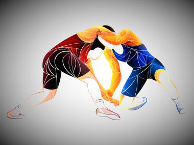 Sambo, judo, karate, tekvando seti. Geometrik sporcular, dövüşçüler