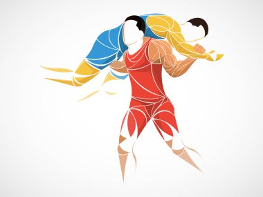 Sambo, judo, karate, tekvando seti. Geometrik sporcular, dövüşçüler