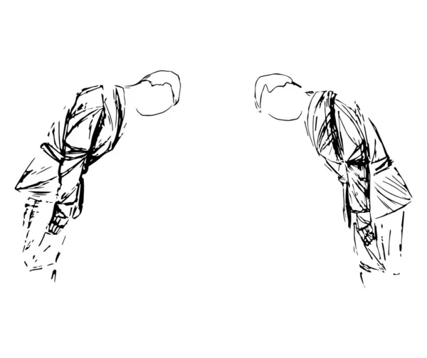 Vechten Tegen Sambo Judo Karate Taekwondo Set Geometrische Atleten Vechters — Stockvector