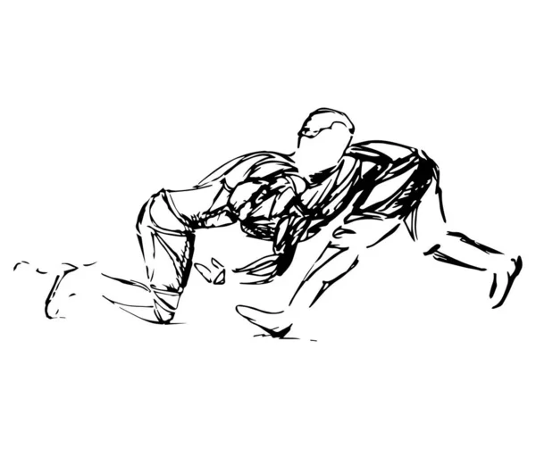 Walka Sambo Judo Karate Taekwondo Set Sportowcy Geometryczni Zawodnicy — Wektor stockowy