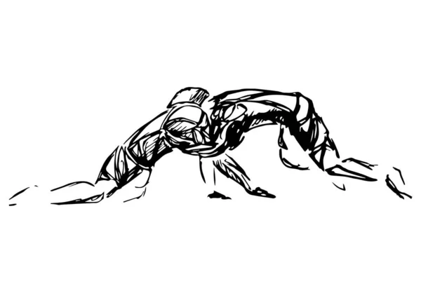 Sambo Judo Karate Tekvando Seti Geometrik Sporcular Dövüşçüler — Stok Vektör