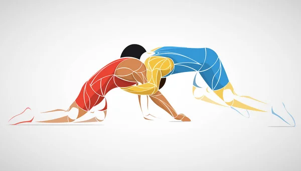 Sambo, judo, karate, tekvando seti. Geometrik sporcular, dövüşçüler