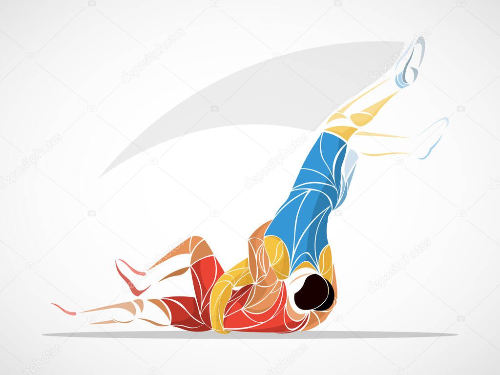 Fighting sambo, judo, karate, taekwondo set. Geometric athletes, fighters