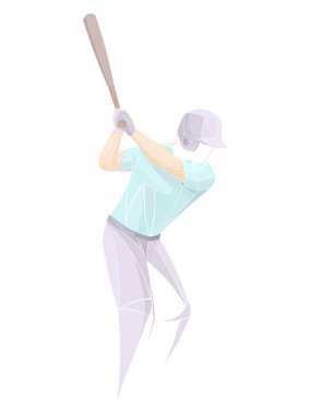 Beyzbol oyuncusu sopayla ayakta duruyor. Vurucu, izole vektör silueti. Beyzbol Oyuncusu Siluet Vektörünü Yerleştirdi