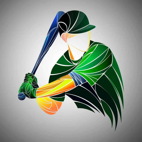 Jugador Béisbol Pie Con Bate Bateador Silueta Vectorial Aislada Jugador — Vector de stock