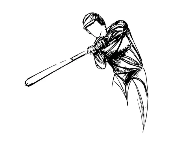 Joueur Baseball Debout Avec Une Batte Tasse Silhouette Vectorielle Isolée — Image vectorielle