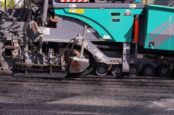 Wegenbouw Zware Asfaltlegmachine Tijdens Het Werk — Stockfoto