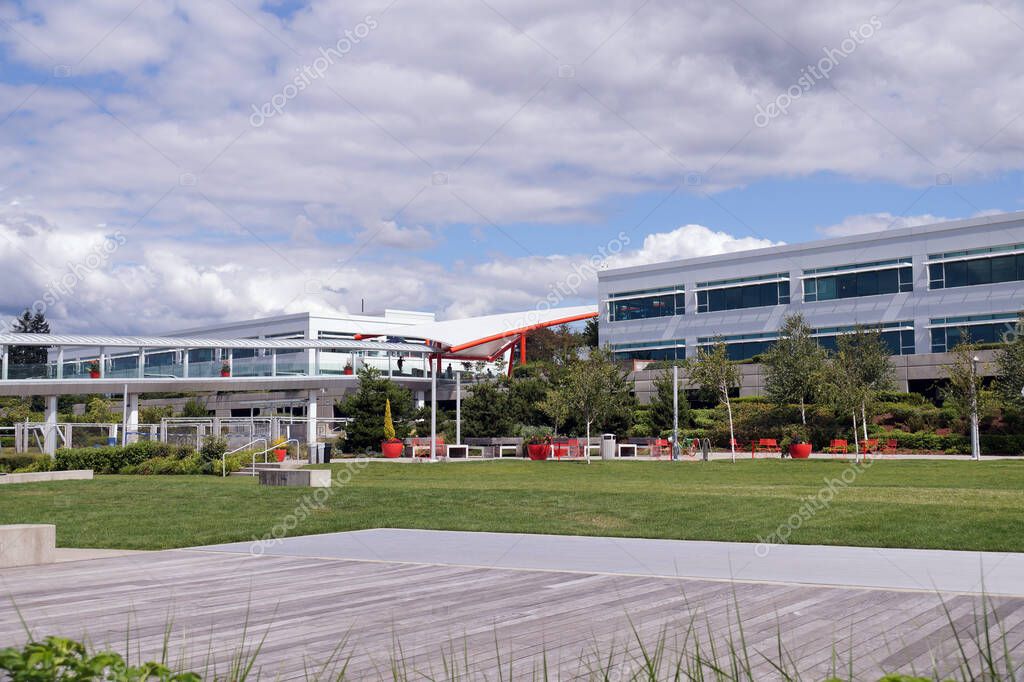 Kirkland, Washington state. One of the Google corporation buildings. USA. August 2019.
