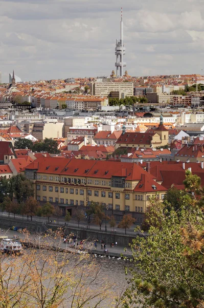 Capitale Tchèque Prague Vue Sur Ancienne Nouvelle Partie Ville Tour — Photo