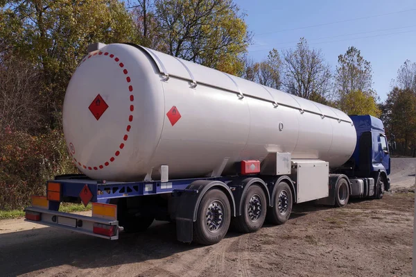 Truck with a specialist semi-trailer. Road tanker with thermal insulation designed for the carriage flammable substances.
