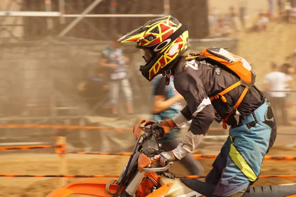 Close Silhouette Participant Motorcycle Enduro Competitions — Stock Photo, Image