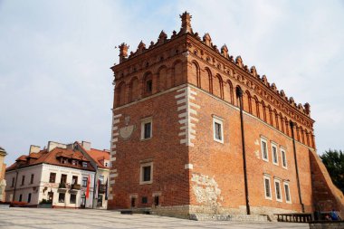 Sandomierz. Polonya. Rönesans şehrinin tarihi binalarıyla dolu..