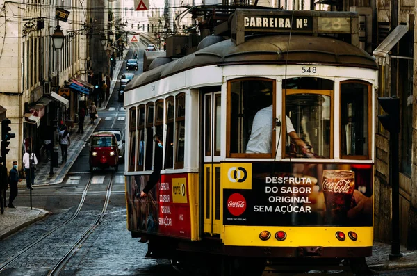 Lizbon Portekiz Ekim 2020 Tipik Sarı Tramvaylı Veya Eletrico Portekiz — Stok fotoğraf