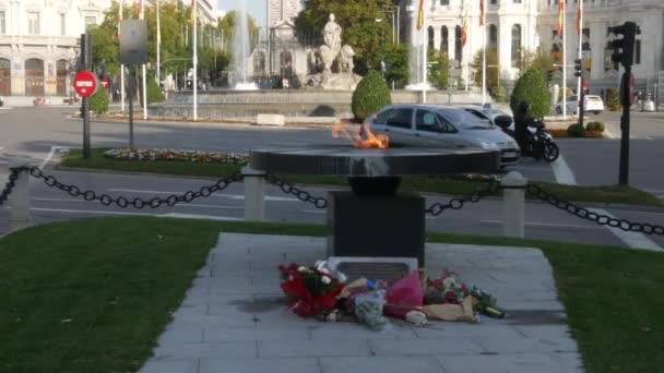 Памятник погибшим в Ковид-19 в Мадриде, Испания — стоковое видео