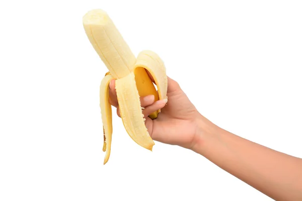 Femme main tenant banane — Photo