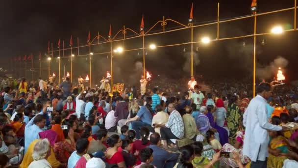 Varanasi Indie Około Listopada 2019 Ceremonia Ganga Aarti Dasashvamedh Ghat — Wideo stockowe