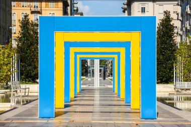 La Spezia, İtalya - Eylül 2018. La Spezia şehir merkezinin güzel mimarisi.