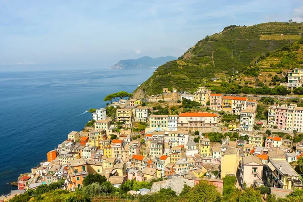 Schöne Aussicht Auf Riomaggiore Ein Dorf Der Provinz Spezia Ligurien Stockbild