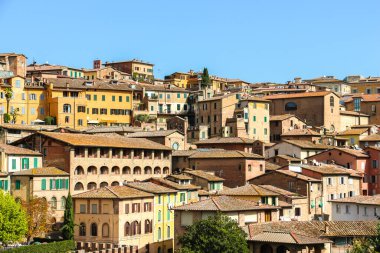 Siena, İtalya - Eylül 2018. Siena şehrinin güzel manzarası.
