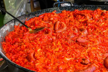 Floransa, İtalya - Eylül 2018. Floransa 'nın lezzetli sokak yemekleri.