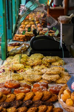 Floransa, İtalya - Eylül 2018. Floransa 'nın lezzetli sokak yemekleri.
