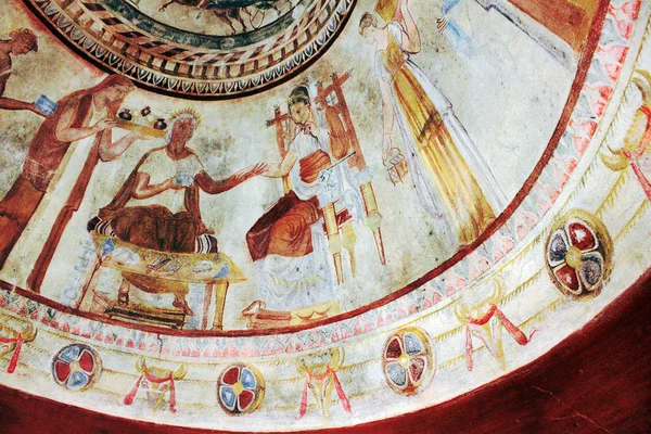 Fresco's In de tombe van de Thracische koning. Kazanlak, Bulgarije — Stockfoto