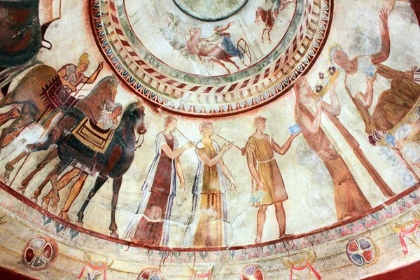Fresco's In de tombe van de Thracische koning. Kazanlak, Bulgarije — Stockfoto