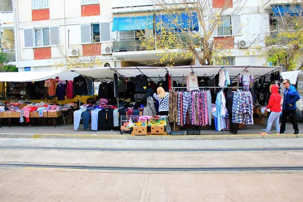 Street Market Bazaar Athens Greece December 2018 — Stock Photo, Image