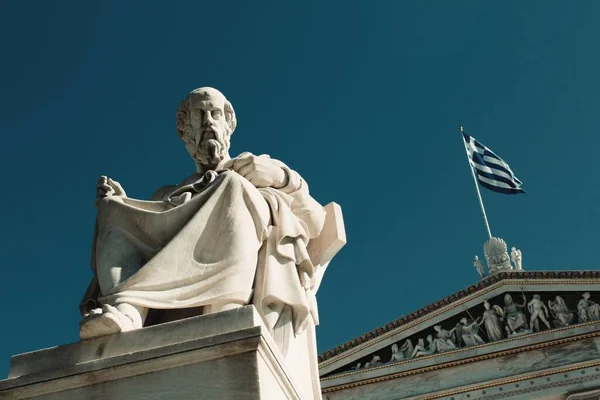 Estátua Filósofo Grego Antigo Platão Atenas Grécia — Fotografia de Stock