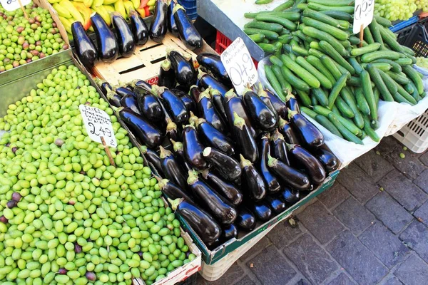Atina Yunanistan Ekim 2020 Sokak Pazarında Satılık Sebze Meyveler — Stok fotoğraf