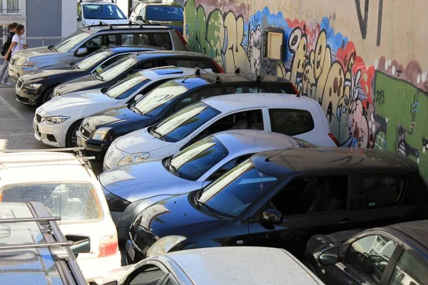 Автомобили Парковке Афинах Греция Октября 2020 Года — стоковое фото