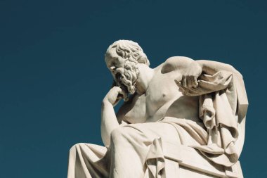 Antik Yunan filozof Socrates 'in heykeli Atina, Yunanistan, 9 Ekim 2020.