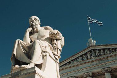 Antik Yunan filozof Socrates 'in heykeli Atina, Yunanistan, 9 Ekim 2020.