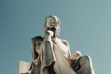 Antik Yunan filozof Socrates 'in heykeli Atina, Yunanistan, 9 Ekim 2020.
