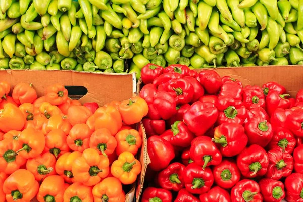 Pimentos Para Venda Mercado Rua Atenas Grécia — Fotografia de Stock