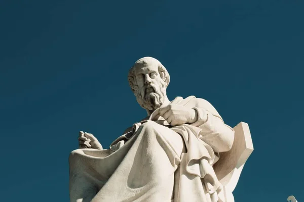 Statua Starożytnego Greckiego Filozofa Platona Atenach Grecja Października 2020 — Zdjęcie stockowe