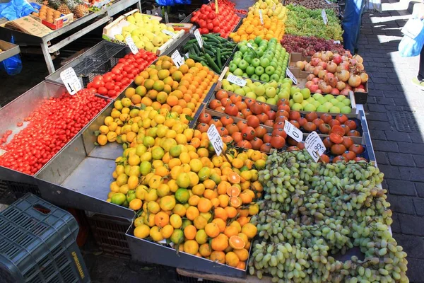 Legumes Frutas Para Venda Mercado Rua Atenas Grécia Outubro 2020 — Fotografia de Stock