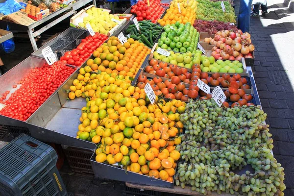 Groenten Fruit Koop Straatmarkt Athene Griekenland Oktober 2020 — Stockfoto