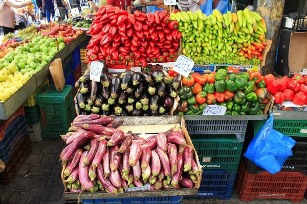 Legumes Frutas Para Venda Mercado Rua Atenas Grécia Outubro 2020 — Fotografia de Stock