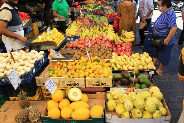 Vegetables Fruits Sale Street Market Athens Greece October 2020 — Stock Photo, Image