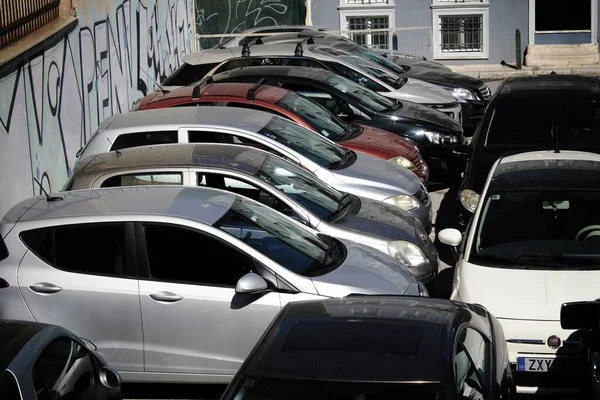 Voitures Dans Parking Athènes Grèce Octobre 2020 — Photo
