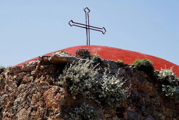 Dettaglio Dalla Chiesa Agios Petros Nel Villaggio Drymonas Nell Isola — Foto Stock