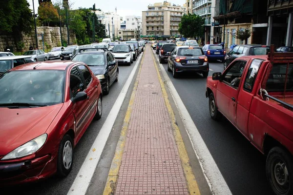 Trafic Intense Dans Les Rues Athènes Après Annonce Deuxième Lock — Photo