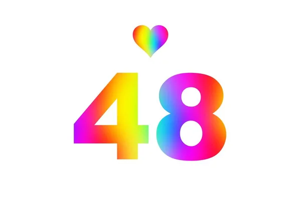 48Th Birthday Card Illustration Multicolored Numbers Isolated White Background — Stock Photo, Image