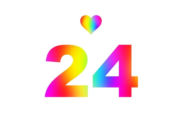 24Th Birthday Card Illustration Multicolored Numbers Isolated White Background — Stock Photo, Image