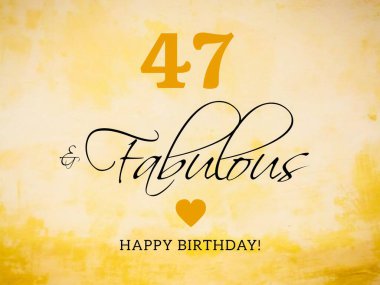 47. yaş günü kartı illüstrasyon diliyor