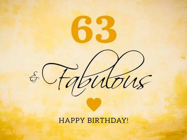 63ª Tarjeta Cumpleaños Deseos Ilustración — Foto de Stock