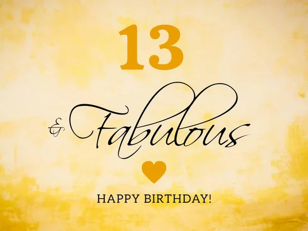 Ilustracja Trzynastego Życzenia Kartki Urodzinowej — Zdjęcie stockowe