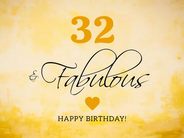 32ª Tarjeta Cumpleaños Deseos Ilustración — Foto de Stock