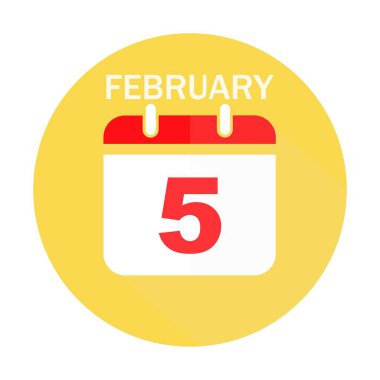 5 Şubat takvim düz simgesi